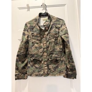 Reuse Camo Military Utility Jacket – Women's Small – Cotton Twill Cargo Jacket
